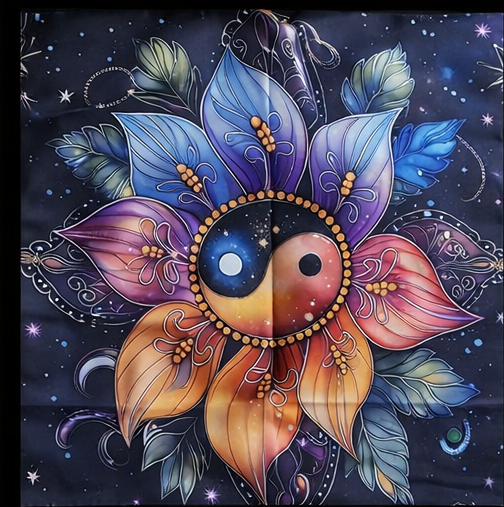Cosmic Yin-Yang Lotus Altar Cloth