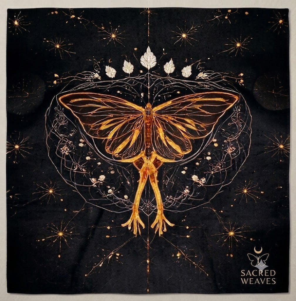 Small Alter\Tarot\Wall Cloth , Black with Yellow Cat design