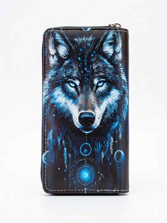 Mystical Blue Moon Wolf Wallet