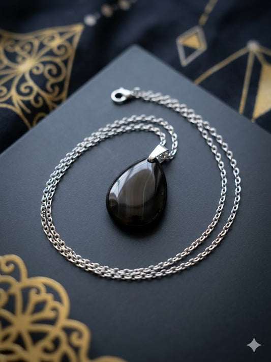 Small Teardrop Pendant Black Obsidian