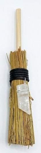 Witch’s Besom/Broom with Genuine Crystal