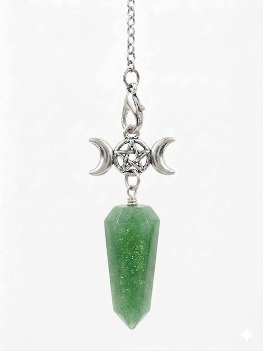 Triple Moon Pendulum with Green Adventurine Crystal