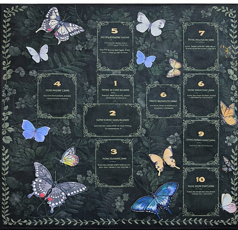 Enchanted Butterfly Garden 10-Card Tarot Cloth
