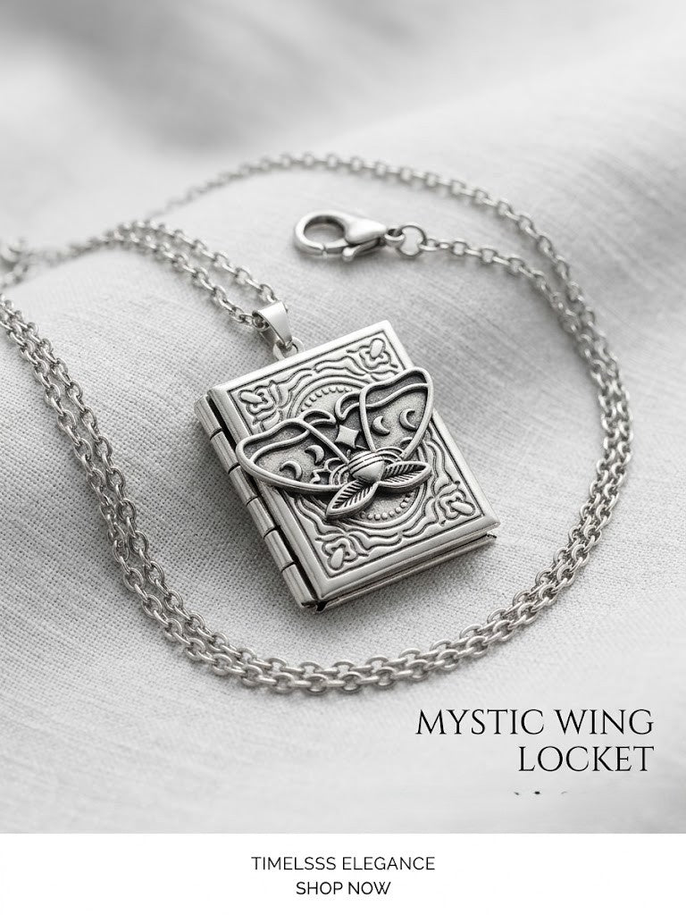 Silver Gothic Book Locket Necklace