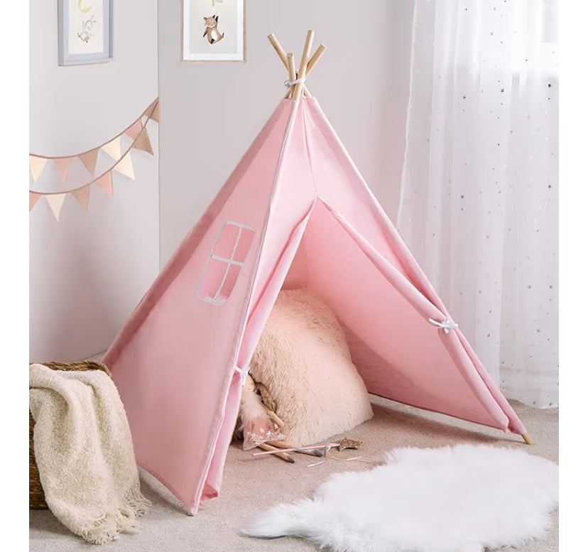 Teepee Tent for Kids, Easy to Assemble Foldable Sleepover Indoor for Kids Portable Teepee Garden Beach Canvas Playhouse with 4 Wood Poles

100 x 110 x 125cm