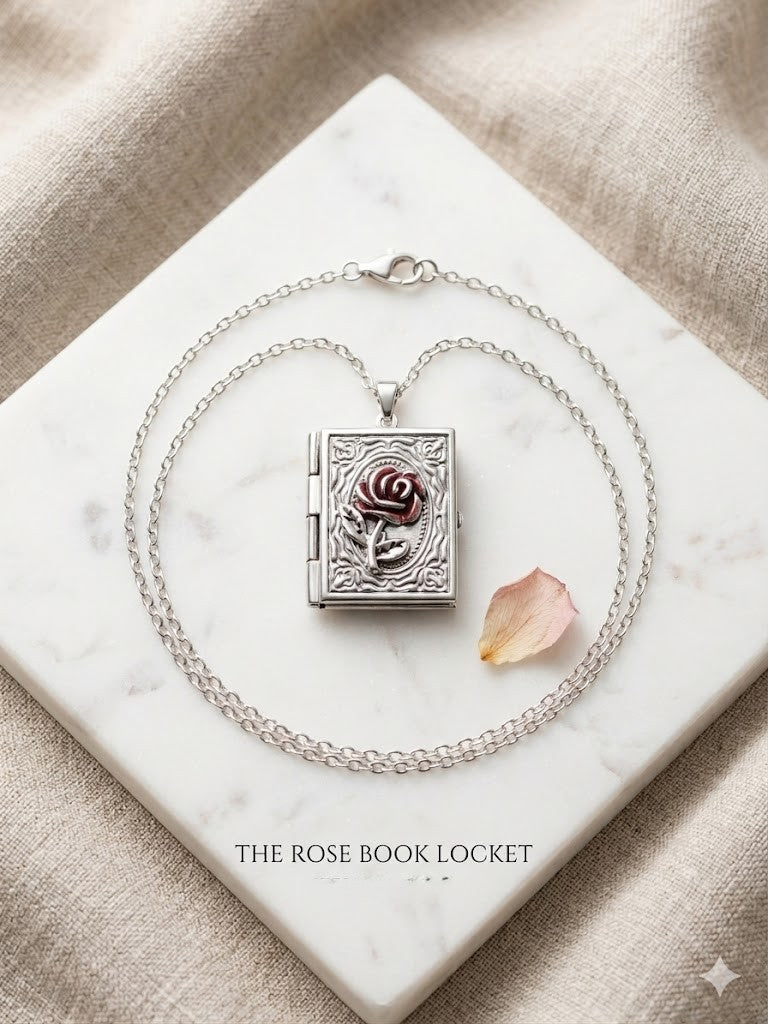 Silver Gothic Book Locket Necklace