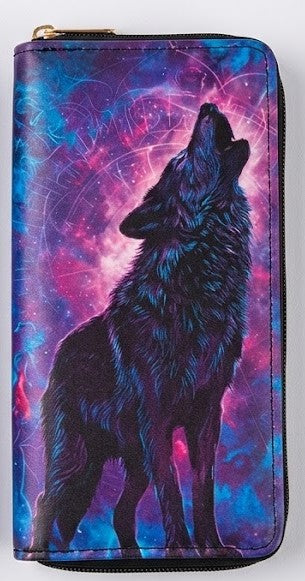 Galactic Howling Wolf Long Zipper Wallet