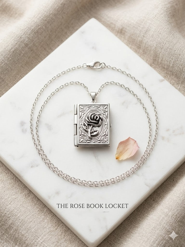Silver Gothic Book Locket Necklace
