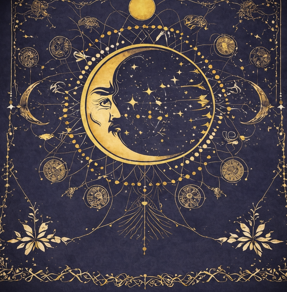 Vintage Celestial Man-in-the-Moon Altar Cloth