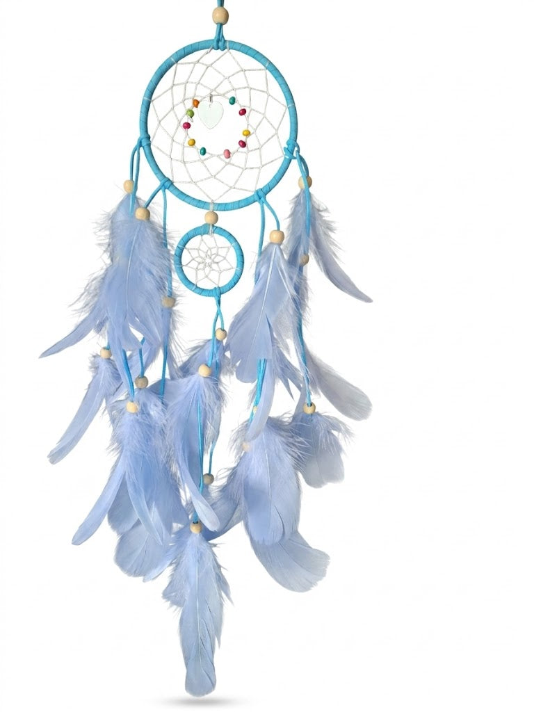 Double Dream Catcher With Heart Charm and Beads
