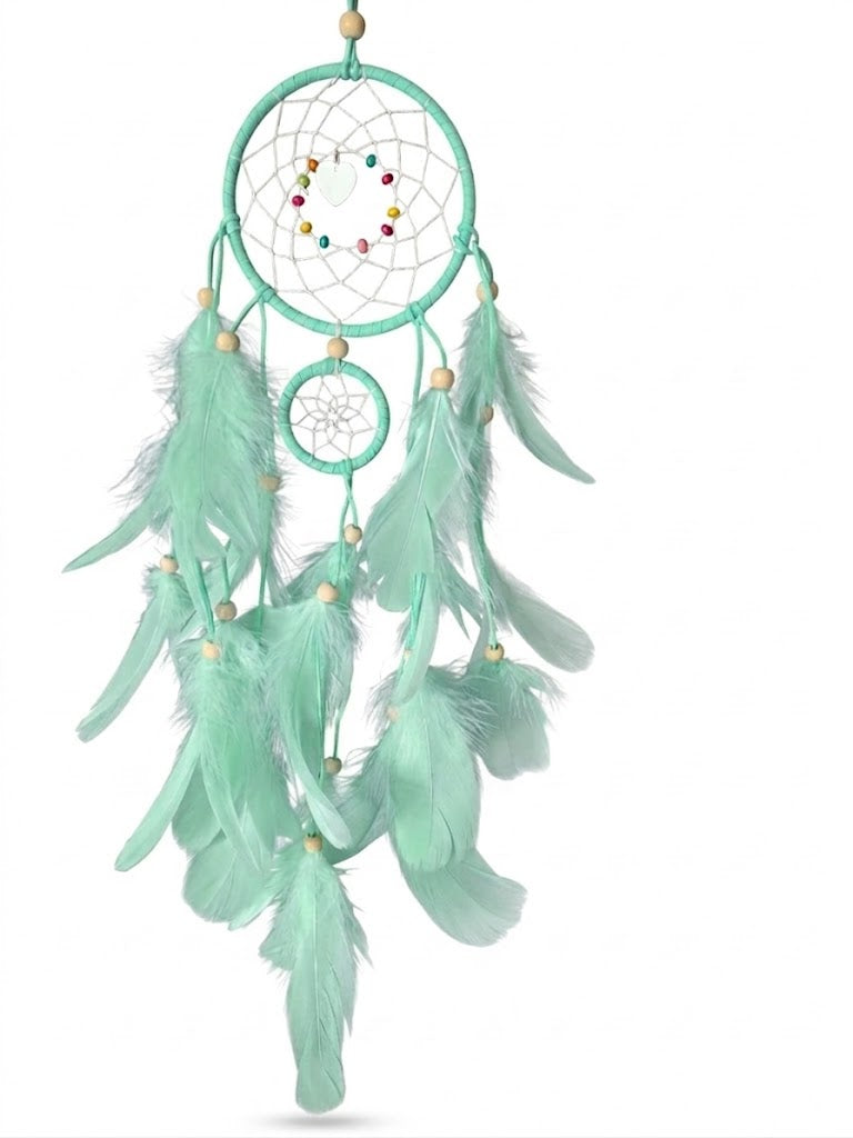 Double Dream Catcher With Heart Charm and Beads