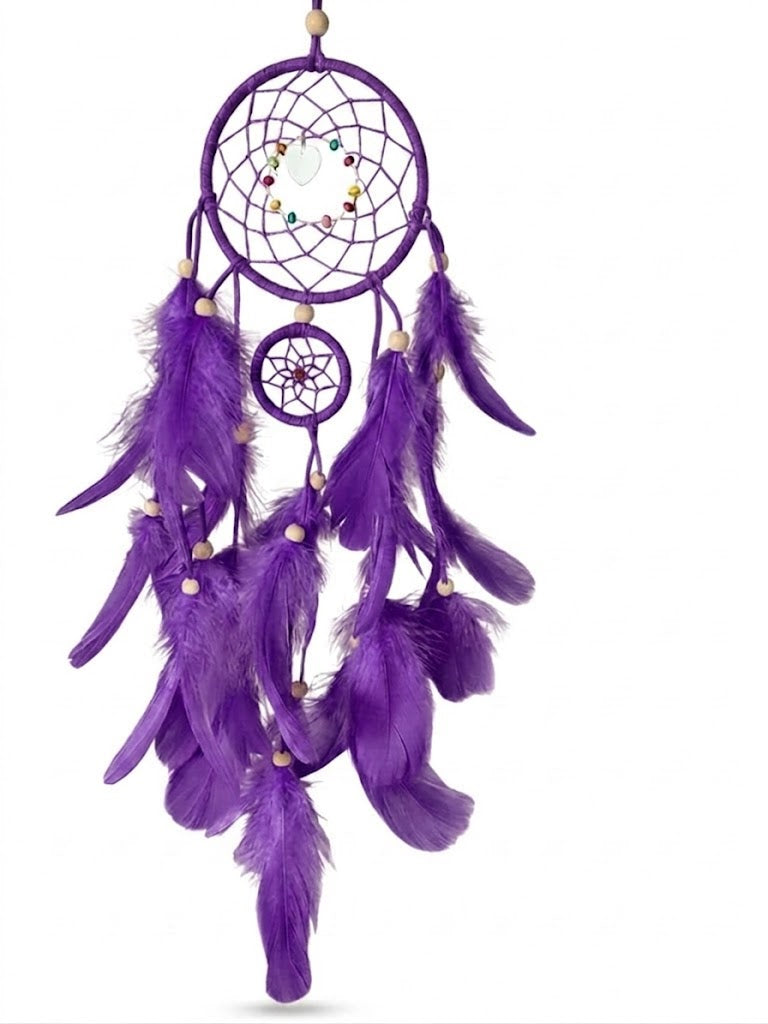 Double Dream Catcher With Heart Charm and Beads