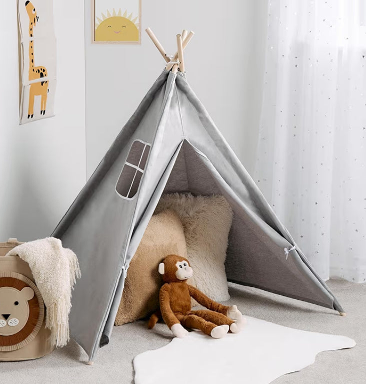 Teepee Tent for Kids, Easy to Assemble Foldable Sleepover Indoor for Kids Portable Teepee Garden Beach Canvas Playhouse with 4 Wood Poles

100 x 110 x 125cm