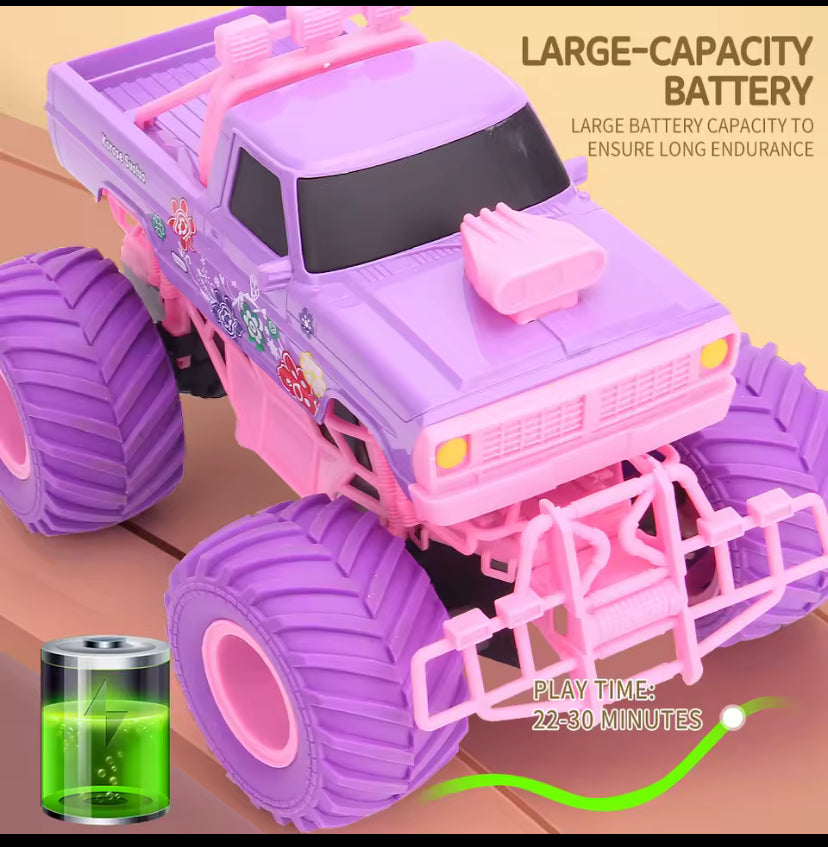 Pink RC Car Pickup Truck Electric Climbing Drop-resistant Stunt Remote Control Toy