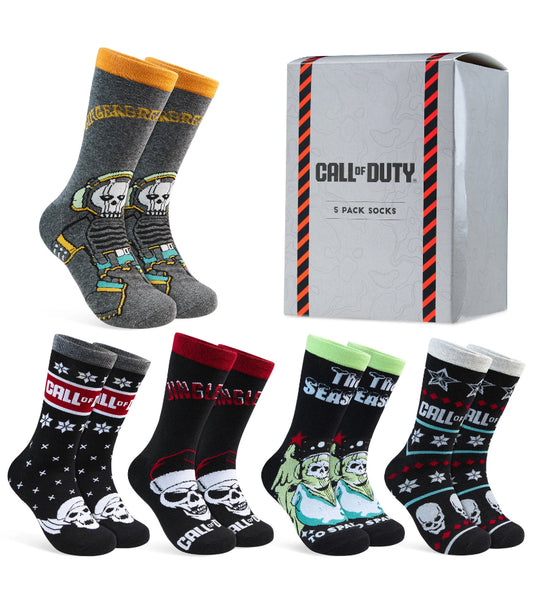 Call of Duty Mens Crew Socks Pack of 5 Warm Casual Walking Footwear Gift