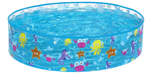 Sea Creature Paddling Pool Kiddie Swimming Pool, Inflatable Above Ground Pool, Outdoor Garden Pool, Blue, 48 x 10 Inch