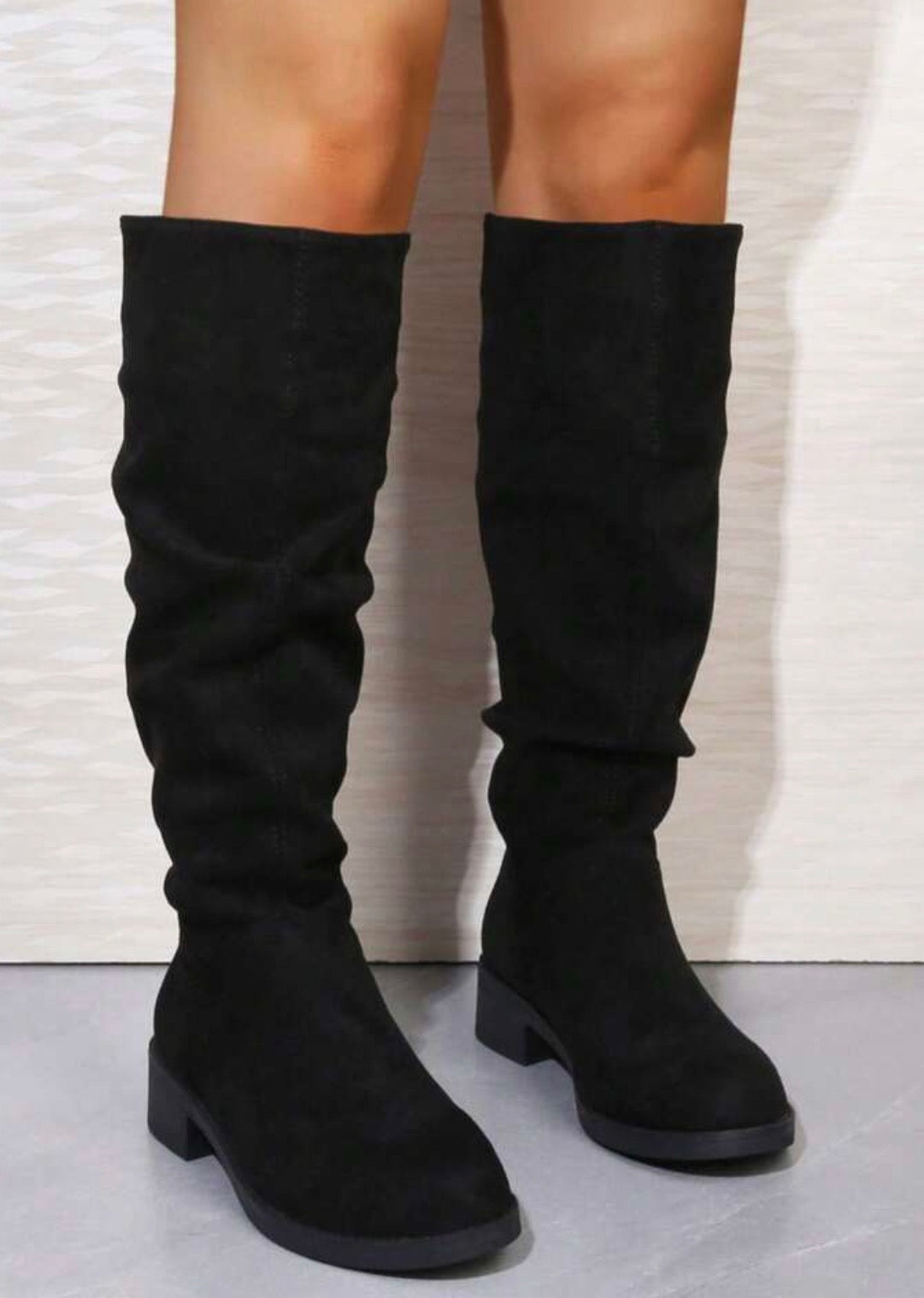 Pointed Toe Chunky Heel Knee-High Boots