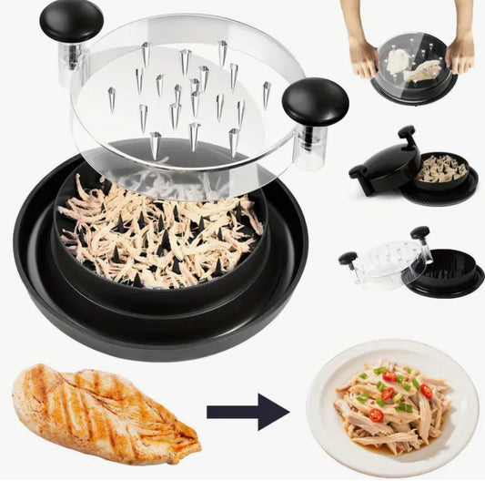 Enhanced Chicken Shredder, Improved Meat Shredder Featuring a Lid, Large Non-Slip Rotating Blade, Ideal for Shredding Chicken, Cabbage, Beef, And Vegetables, Easy to Operate And Clean (Black)