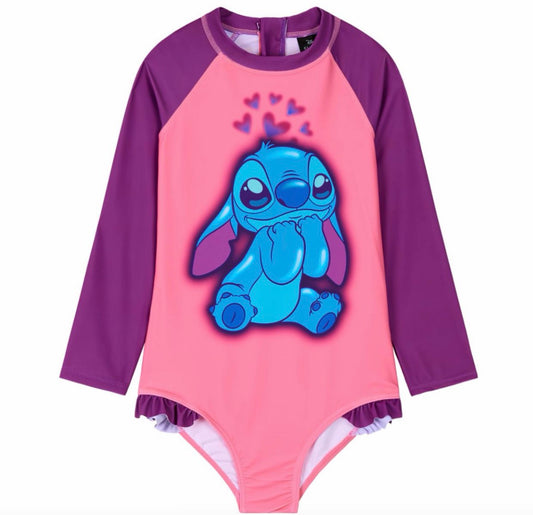 Disney Girls One Piece Swimsuit, Long Sleeve Swimming Costume - Girls Gifts