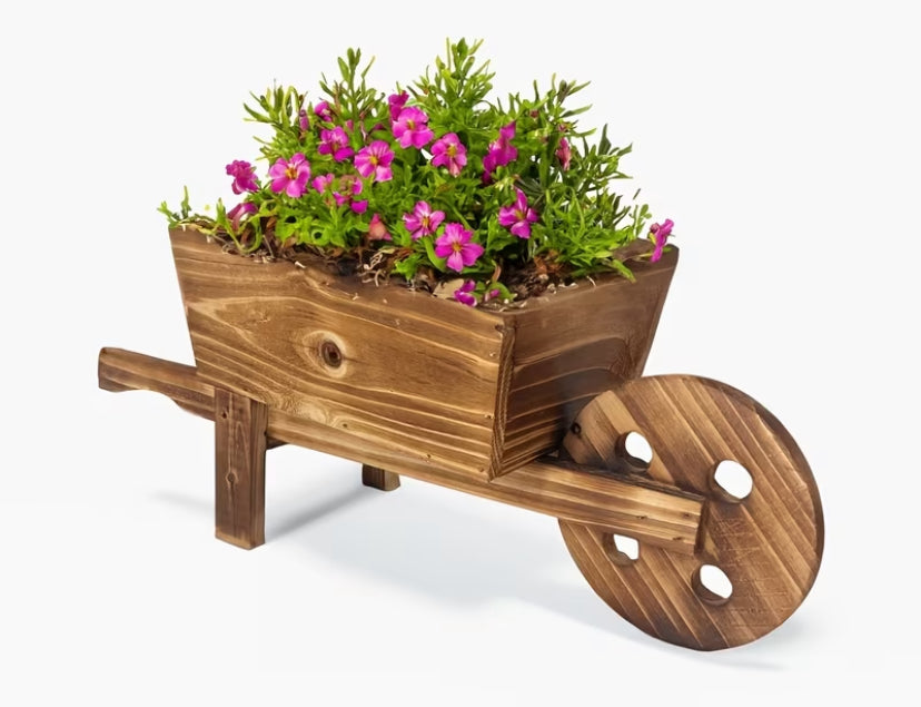 1pc, Flower Pot Wooden Cart Flower Pot Wheelbarrow planter