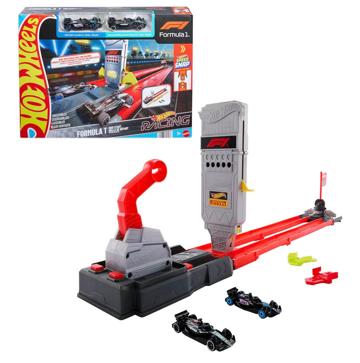 Hot Wheels Racing Formula 1 Grid Start Track Set & 2 Toy Cars