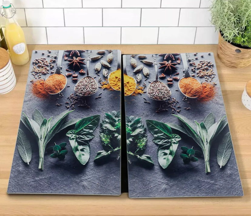 2 Pcs Universal Glass Stove Hob Cover Cutting Chopping Boards Worktop Protectors