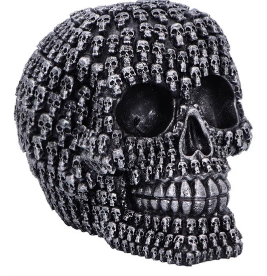 Nemesis Now Crania Decorative Resin Skull - Gothic Decor & Horror Decor, Black Skull with Mini Silver Skulls, 15 cm Tall