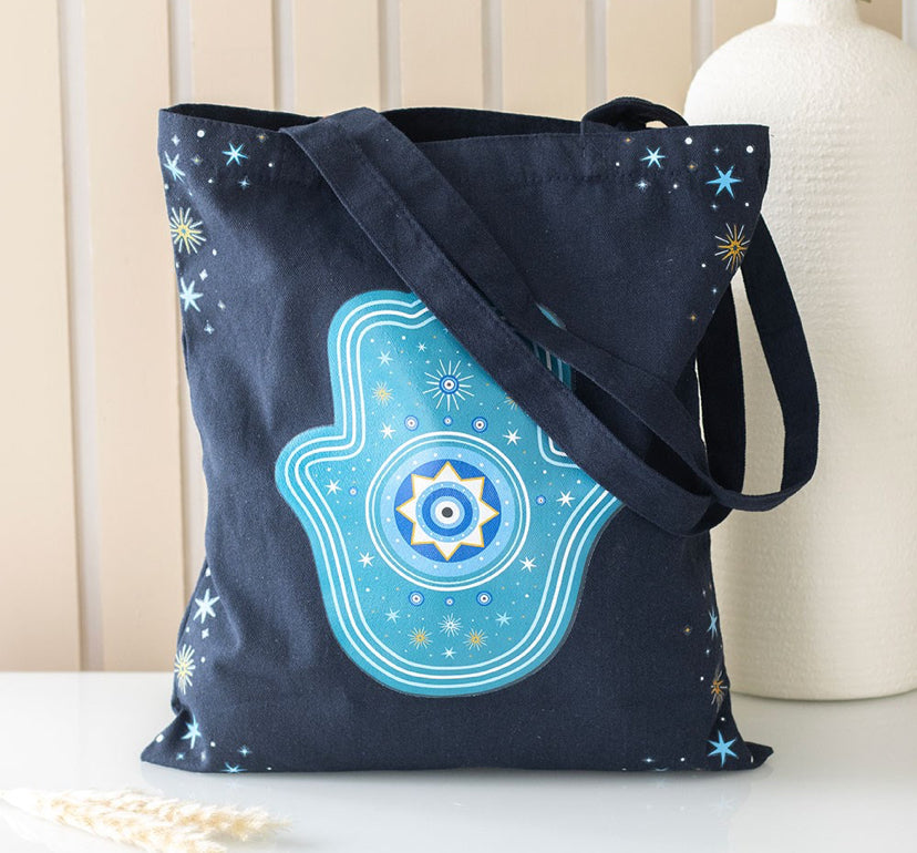 HAND OF HAMSA POLYCOTTON TOTE BAG