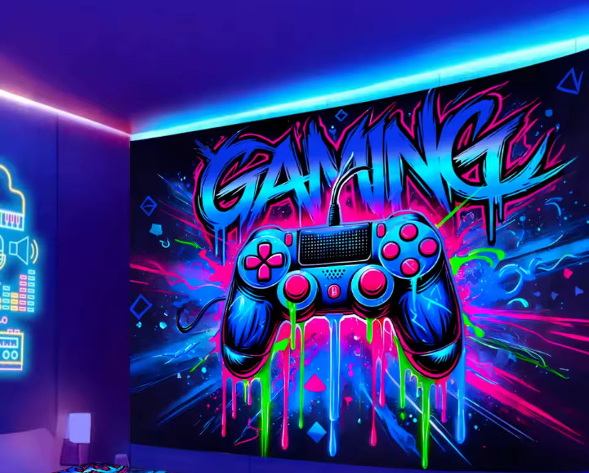 Gaming Neon Tapestry