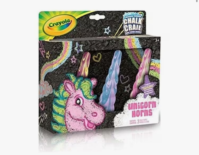 Crayola Unicorn Horns Washable Sidewalk Chalk 3pcs Factory Sealed Magical