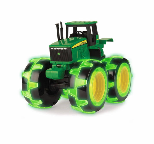 John Deere Monster Treads Lightning Wheels Tractor Toy | Light Up Monster Truck with Neon Wheels | Green Toys for Children, Boys & Girls 3, 4, 5+ Year Olds