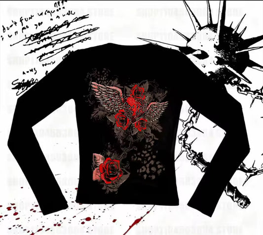 Gothic short sleeved crop top
