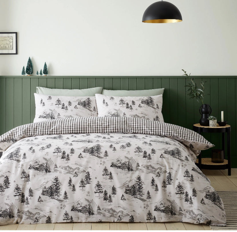 Catherine Lansfield Duvet Cover Flannelette 100% Cotton Quilt Bedding Set