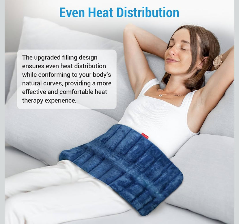 Comfytemp XXL Microwavable Wheat Bag with Larger Coverage 30x60cm, 3.6lb Weighted Microwave Heat Pad for Back, Abdomen, Neck, Shoulder, Moist Heat Therapy for Muscle Soreness, Joint Pain, Period Cramp