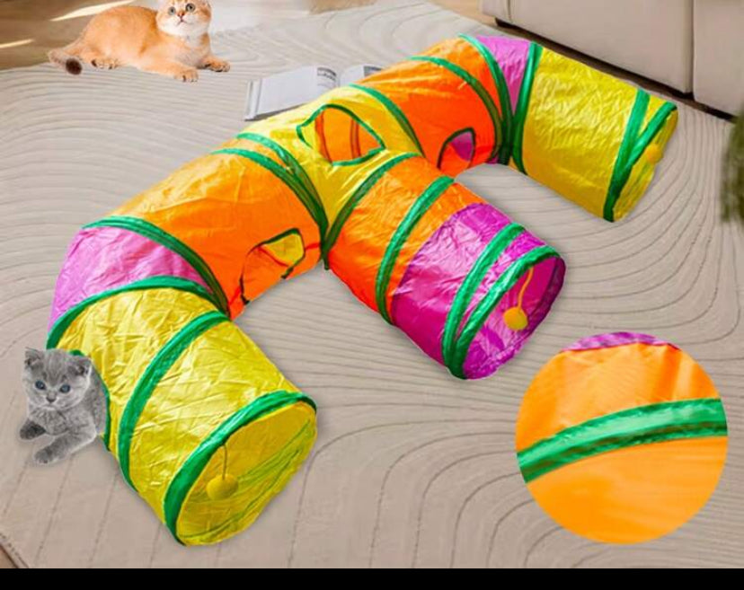 New Designed E-Shaped Cat Tunnel, Versatile Cat Self-Play Tunnel Toy, Removable & Washable, Rollable, Connectable, Suitable For All Seasons