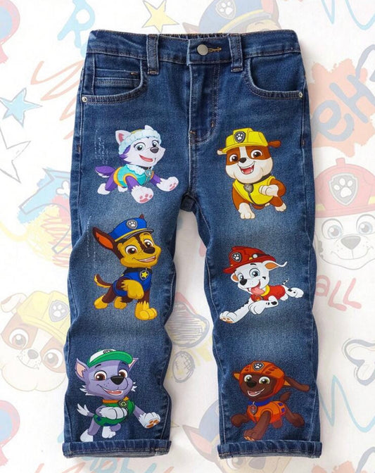 PAW Patrol Young Boy Cartoon Puppy Print Pocket jeans