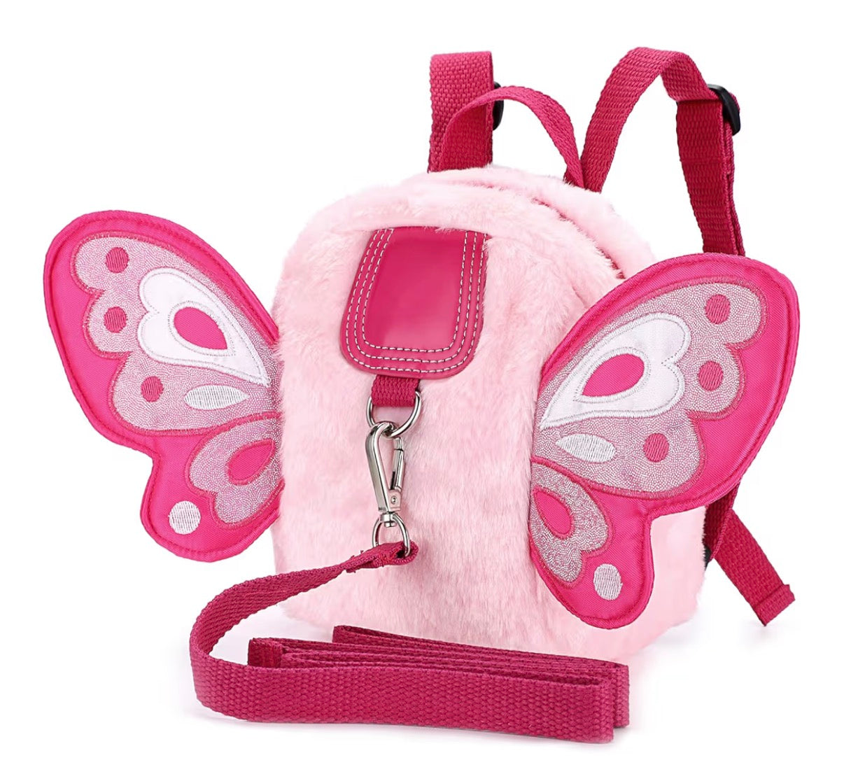 Fluff Butterfly Baby Toddler Backpack with Walking Harness, Purple | Safety Rein, Toddler Child Kid Anti-Lost Harness Leash, Backpack Bag with Strap Belt, For Kids Walking and Travel Outside