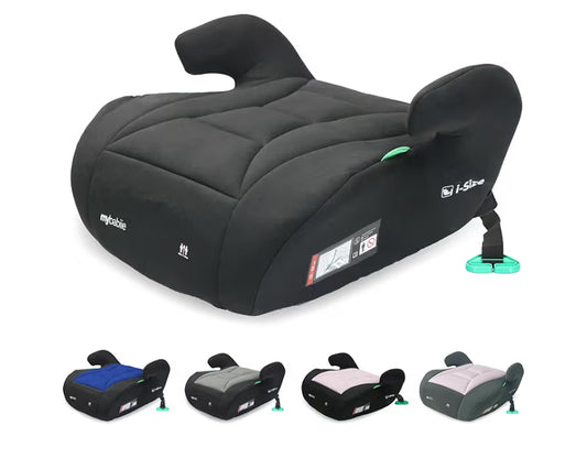 My Babiie MBCSB10 Booster Car Seat - Lightweight at 1kg, Approx. 6-12 Years (125-150cm, 22-36kg), R129, i-Size Backless Child Car Seat, Group 3, Compact, Portable, Ideal for Travel - Black