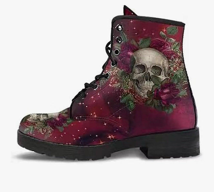 Goth Platform Ankle Boots with Bat Wing Buckles