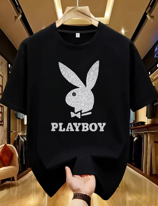 Rabbit print plus size women's round neck T-shirt
