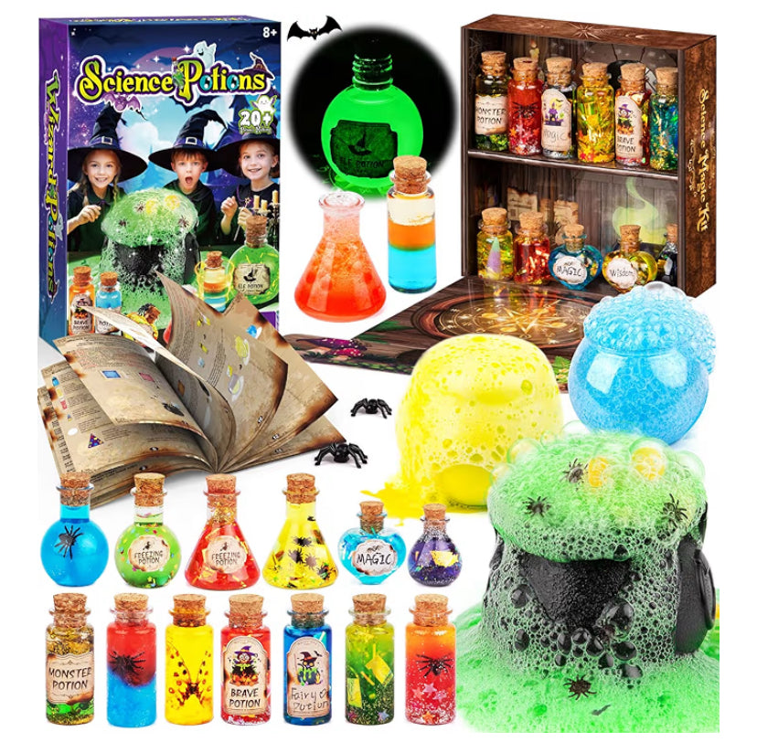 Science Potions Kits for Kids, Mix 20+ Magic Experiments Potions with Magic Cauldron, Creative Halloween Birthday Gift Toy for Boys Girls Age 8-12