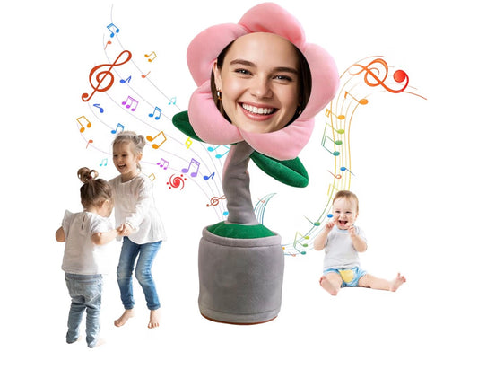 Personalised Singing Dancing Sunflower Plush Toy - Custom Face Photo Gift For Kids, Interactive Sensory Birthday Present With Music & Moves (Includes Keepsake Gift Box) (Yellow)