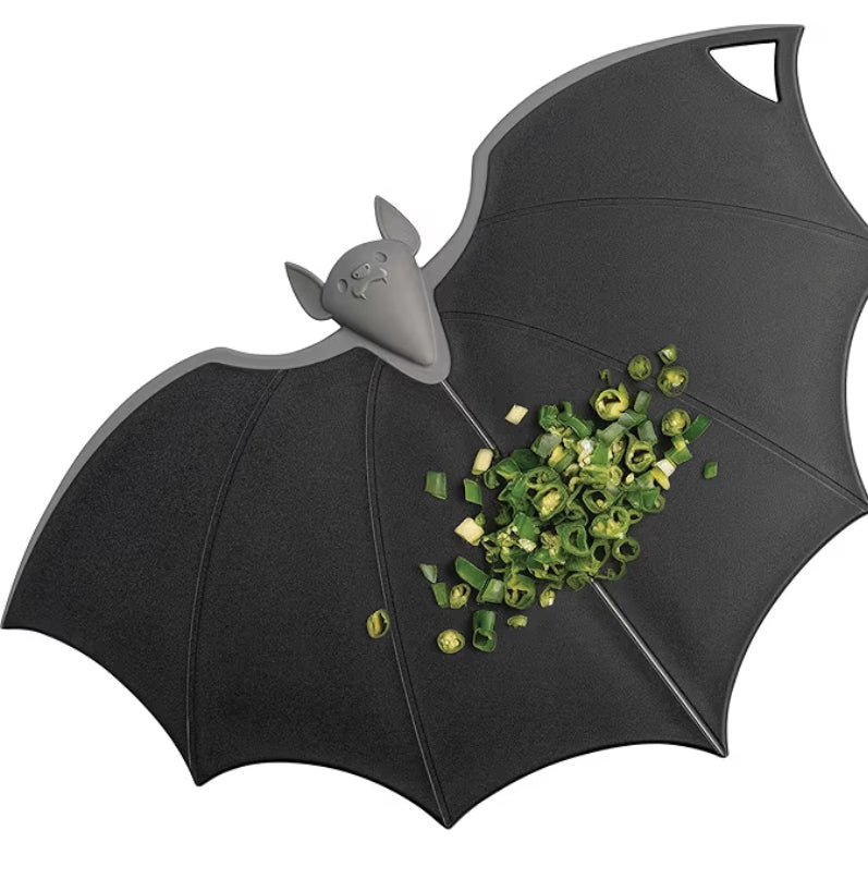 Wooden & Plastic Cutting Boards for Kitchen, Fun & Spooky Kitchen Gadgets, Housewarming & Goth Gifts, Dishwasher Safe (Bat, Plastic)