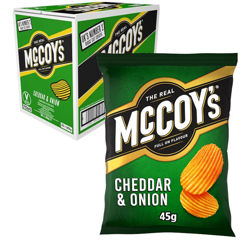 McCoys Sizzling King Prawn Grab Bag Crisps 45g (Multipack BOX of 36) - Fully loaded with flavour, iconic ridged crisp, unmistakable crunch.