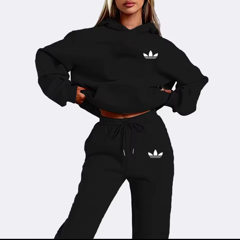 Letter Printed Women Hoodie set