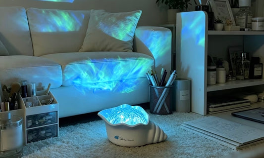 Projection Light, Dynamic 7-color Aurora Decorative Light, Portable RGB Ambient Light, with Five Types of White Noise