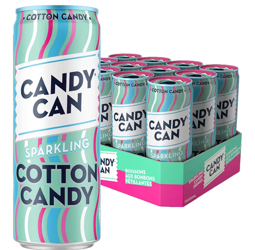 Candy Can, Pac Man Cherry Candy, Fizzy Drink, Nostalgic American Soda Flavours, Low Calorie, Sparkling Pop Cans (330ml x 12 Pack)