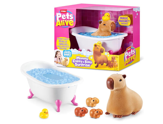 Pets Alive Mommy Capybara and Baby Surprise by ZURU - Robotic Walking Mommy Capybara with Baby Cappybara Toys, For Girls 3+
