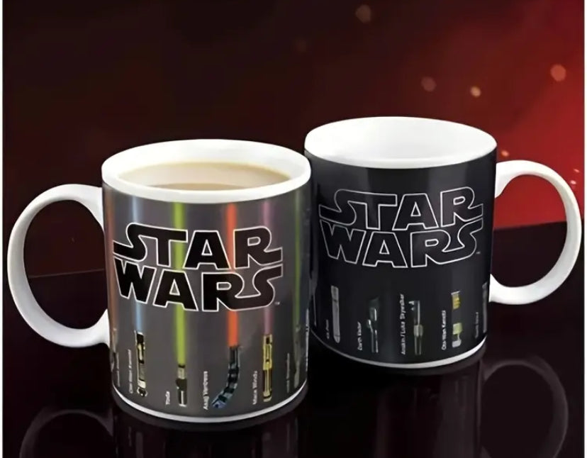 STAR WARS Lightsaber Color-Changing Ceramic Cup with - Thermal Response Mug, Reusable for coffee, Tea, Milk - Collectible for, s, Parties