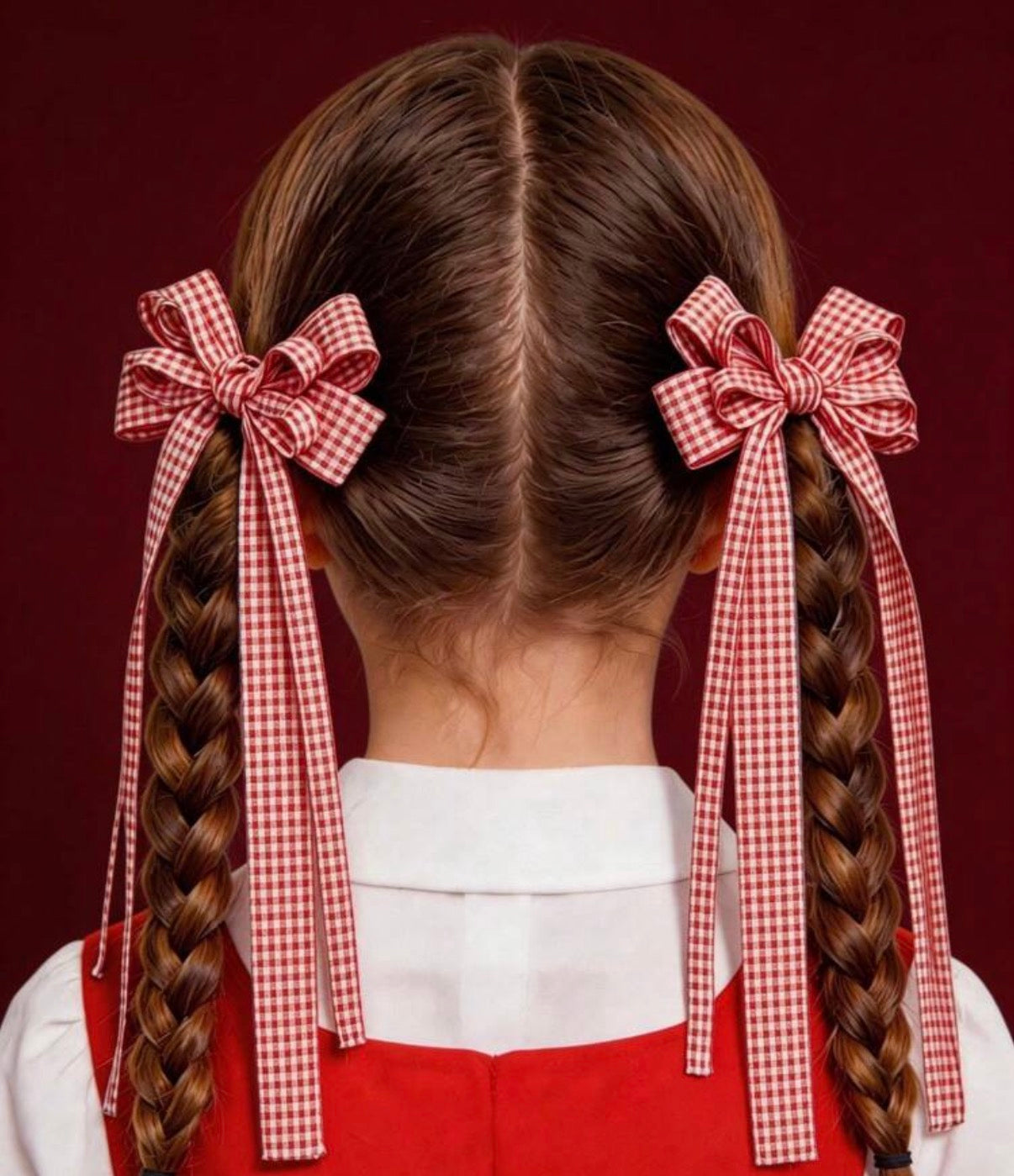 2pcs Back To School Dual-Tone Plaid Bow Ribbon Hair clip